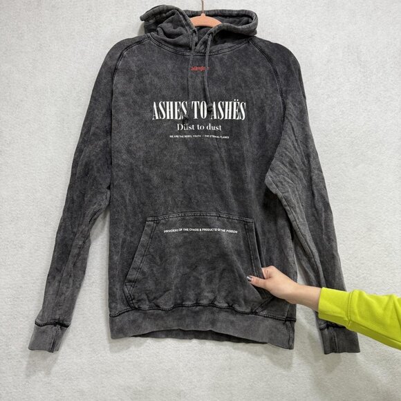 Civil Regime Hoodie Mens Medium Washed Black Ashes To Ashes Graphic Pullover - Picture 3 of 7